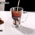 Double Wall Insulated Glass Coffee Mug with handle